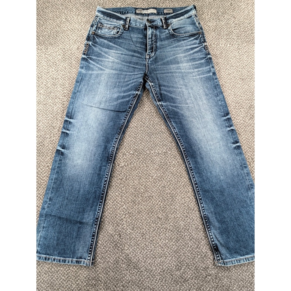 BKE Tyler Straight Leg Jeans Mens 34R Medium Wash Denim Stretch Blue - Picture 2 of 16